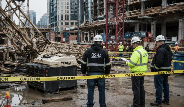 OSHA investigators examining a Chicago construction site accident involving unsafe jobsite conditions